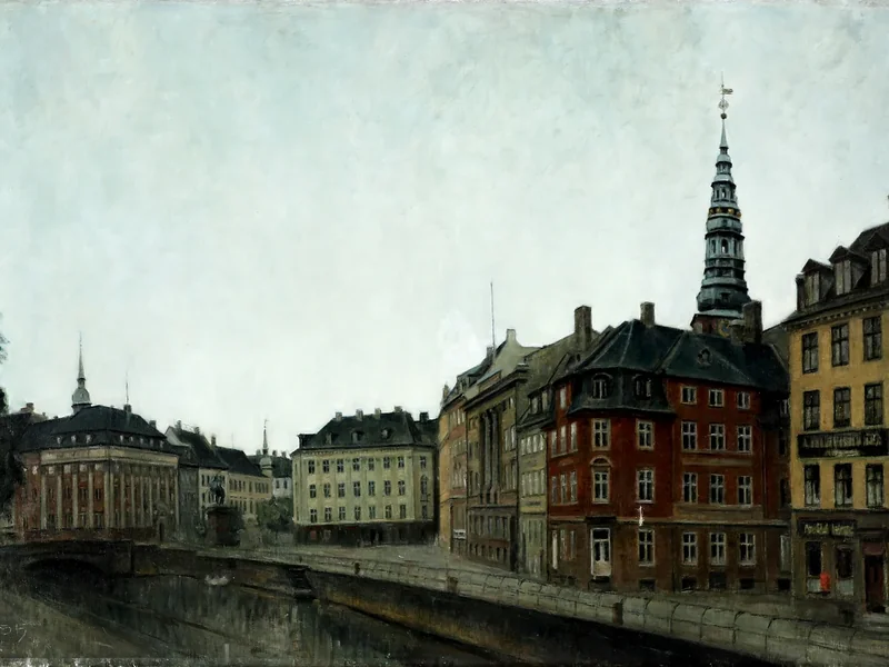 1873-Svend Hammershøi - Lotto dallo Slotsholmskanalen con vista verso Højbro Plads